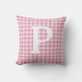 Almofada Bebê Rosa Gingham, Personalizado Inicialmente