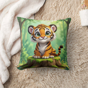 Almofada Bebê Tigre Arte de Berçário Infantil de Desenho