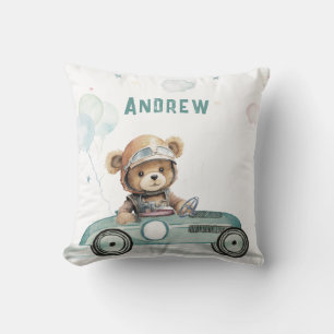 Almofada Bebê Urso Carro de Corrida