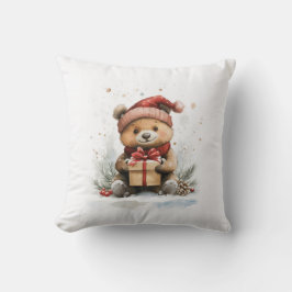 Almofada Bebê Urso em Santa Chapéu - Férias de Natal