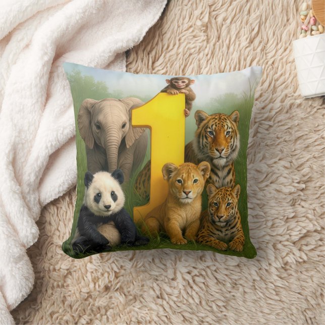 Almofada Bebês de Animais Silvestres com Número Um (Cobertor)