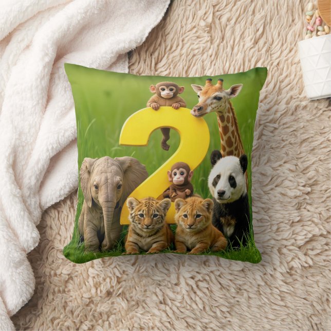Almofada Bebês de Animais Silvestres com um Número Dois (Cobertor)