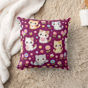 Almofada Bebês Fofo Kawaii e Flores Pastel