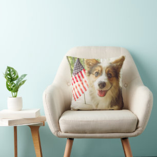 Almofada Bebês Mais Pobres American Flag Corgi