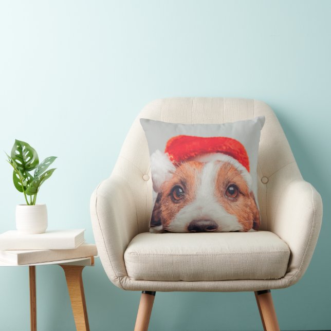Almofada Bebês Mais Pobres | Jack Russell Dog Santa Claus (Cadeira)