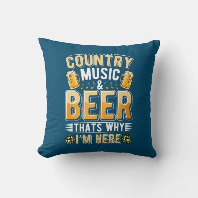 Almofada Beer Drinker Country Music Beer Bebendo Aniversári (Frente)