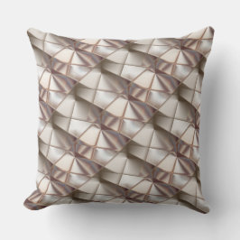 Almofada bege-seda com formas que parecem alivio ou profund