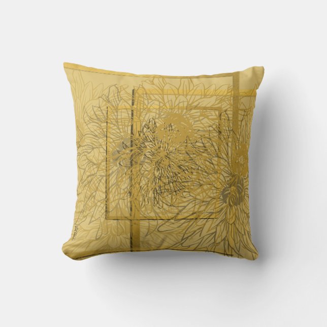 Almofada Beige Abstrato moderno Dourado (Frente)