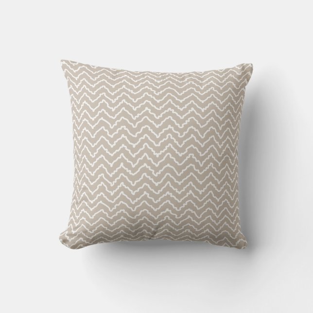 Almofada Beige And White Squiggly Chevron Zigzag Pattern (Frente)
