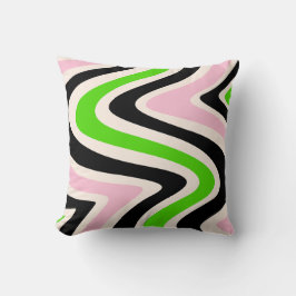 Almofada Beige Black Pink Green Abstract Swirl