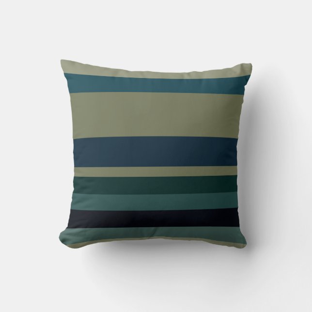 Almofada Beige, Blue, green and black stripes (Frente)