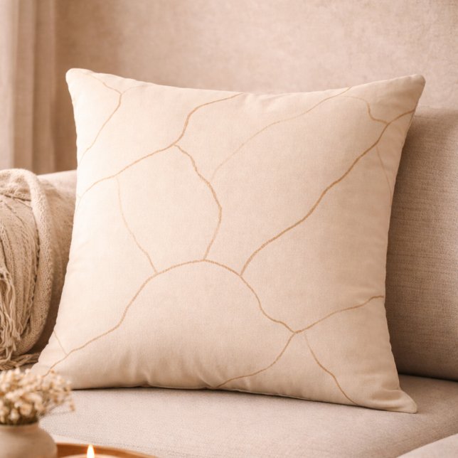 Almofada Beige Cocoa Veins Throw Pillow (Beige canvas tones traced with cocoa veining for grounded, layered interiors.)