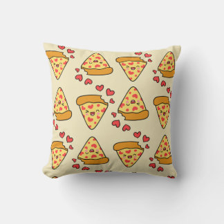 Almofada Beige do padrão da pizza, risada e engraçada