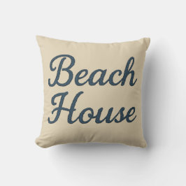 Almofada Beige marítimo e Marinho Blue Script Beach house