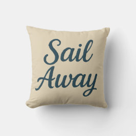 Almofada beige marítimo e Marinho Blue Script saem