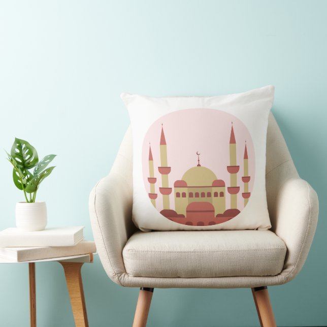 Almofada Beige & Red Mosque Throw Pillow (Cadeira)