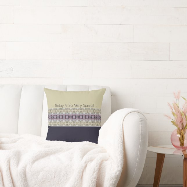 Almofada Beige Rosa Profundo e Cinzas Leves Modernos (Sofá)