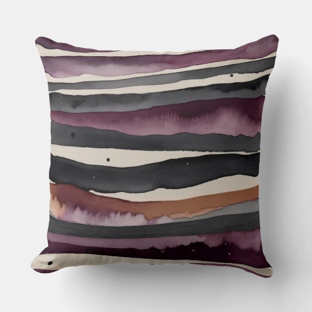 Almofada beige Rust púrpura e abstrato de carvão vegetal (Frente)