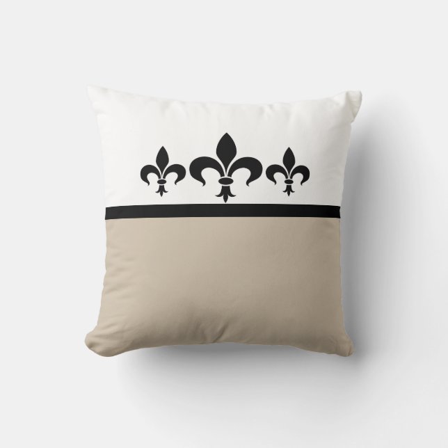 Almofada Beige Swanky Fleur De Lis Travesseiro (Frente)