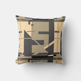 Almofada Beige Taupe sobre Design Geométrico do Carvões