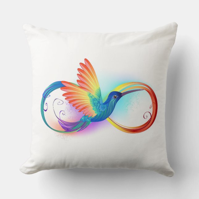 Almofada Beija-flor Arco-íris com símbolo do Infinito (Frente)