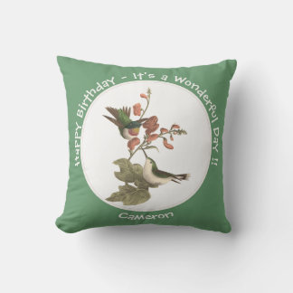 Almofada Beija-flor-de-garganta-rubi, aniversário ou outro