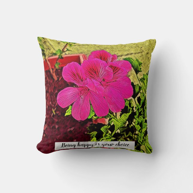 Almofada Being happy is your choice blooming flower  (Frente)