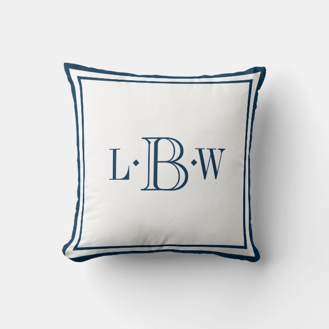 Almofada Beira azul clássica Monogrammed (Frente)