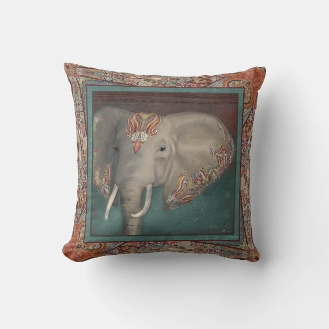 Almofada Beira tribal boémia da arte de Boho Paisley do (Frente)