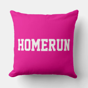 Almofada Beisebol Divertido HOME RUN Texto Branco em Rosa V