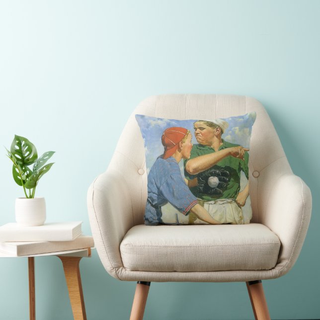 Almofada Beisebol Vintage, Crianças, Meninos Jogando Esport (Cadeira)