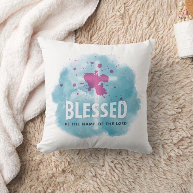 Almofada Bela Abençoada Seja O Nome do Senhor Cristão (Cobertor)