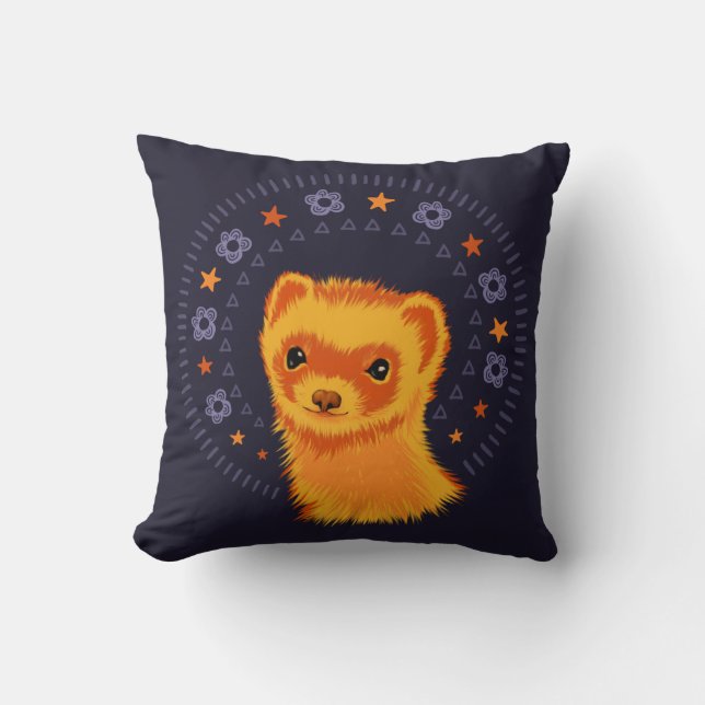 Almofada Bela Arte Ferreta - Design de Mustelid Sorridente  (Frente)