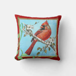 Almofada Bela ave Cardinal em um galho