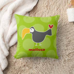 Almofada Bela caricatura Black Toucan Bird Love Pontos Dive