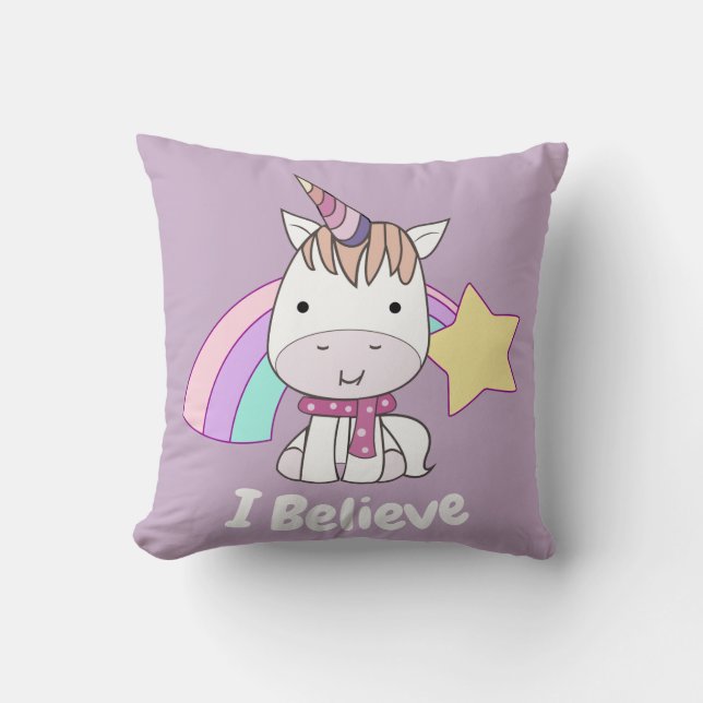 Almofada Bela Cartoon Baby Unicorn e Rainbow Purple (Frente)