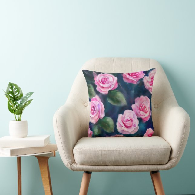 Almofada Bela Coleção de Rosas Rosa Popular de Cama (Cadeira)