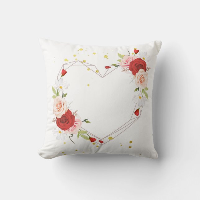 Almofada bela coroa floral com cor de água rosa (Frente)