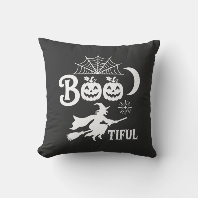 Almofada Bela decoração de Halloween da bruxa da lua Design (Frente)