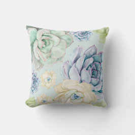 Almofada bela flor suculenta, aquarela perfeita