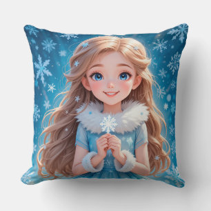 Almofada Bela jovem donzela de neve