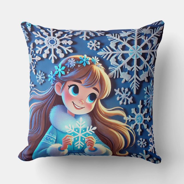 Almofada Bela jovem donzela de neve (Frente)