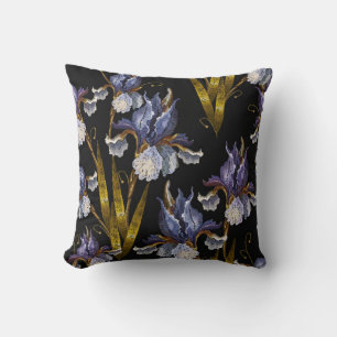 Almofada Bela primavera irises bordado sem costura