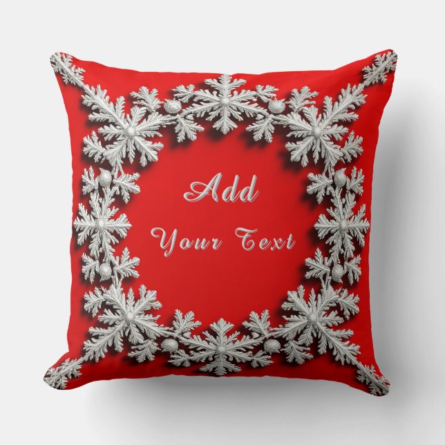 Almofada Belas Decorações de Floco de Neve de Prata (Frente)