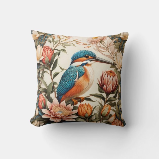 Almofada Belas Flores de Martim-Pescador e Protea (Frente)
