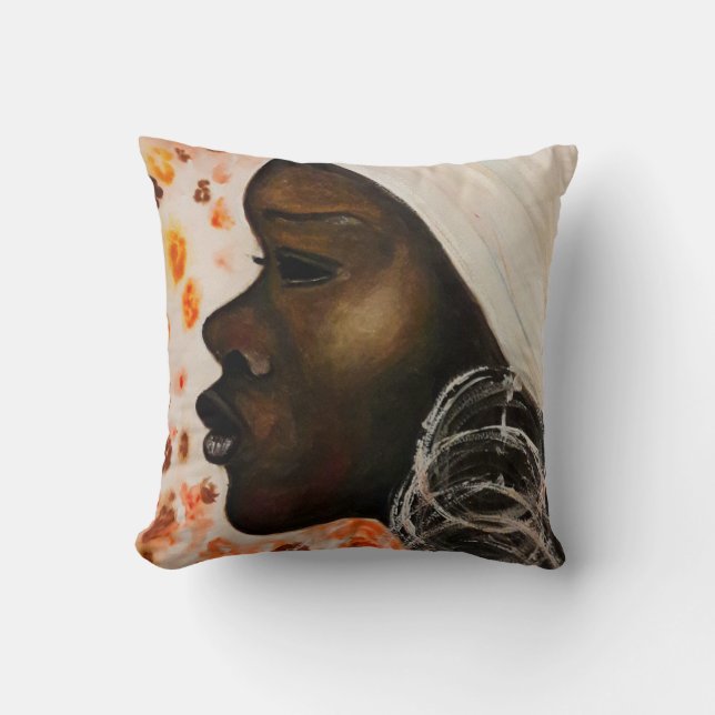 Almofada Beleza Africana - Pintura Watercolor (Frente)