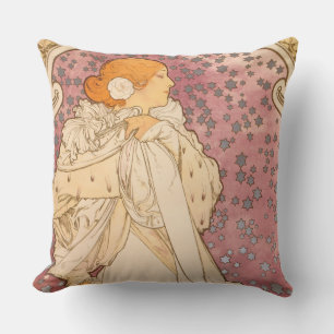 Almofada Beleza da Mulher Mucha Art Nouveau