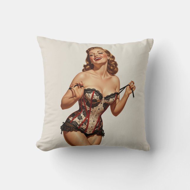 Almofada Beleza de Pin-up de 50 Retroativo (Frente)