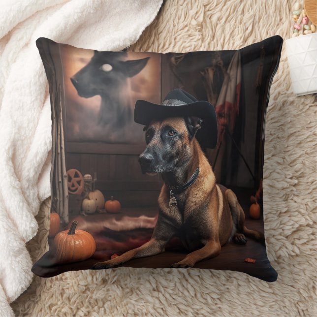 Almofada Belga Malinois Pumpkins Halloween Scary (Cobertor)