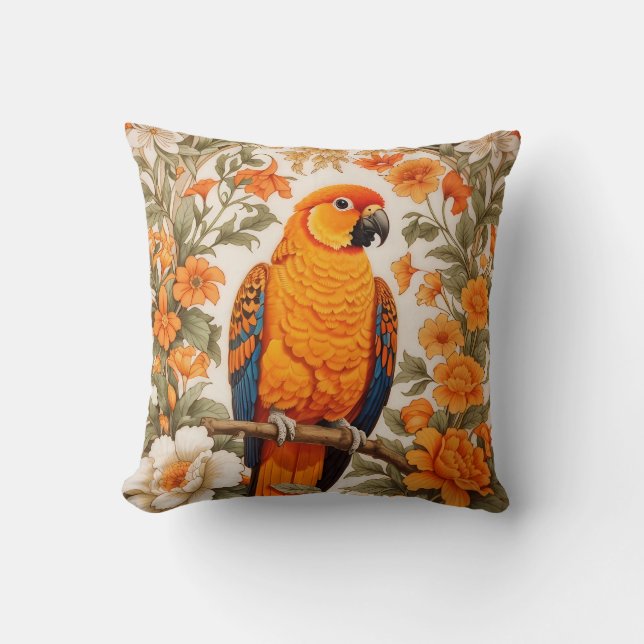 Almofada Belíssimo Sun Conure Inspirado em William Morris (Frente)